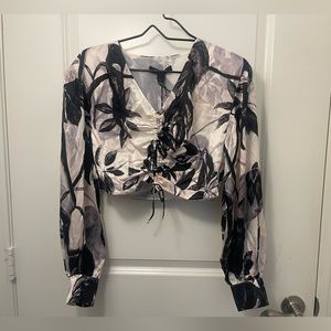 All Saints Silk Cropped Blouse Size 4